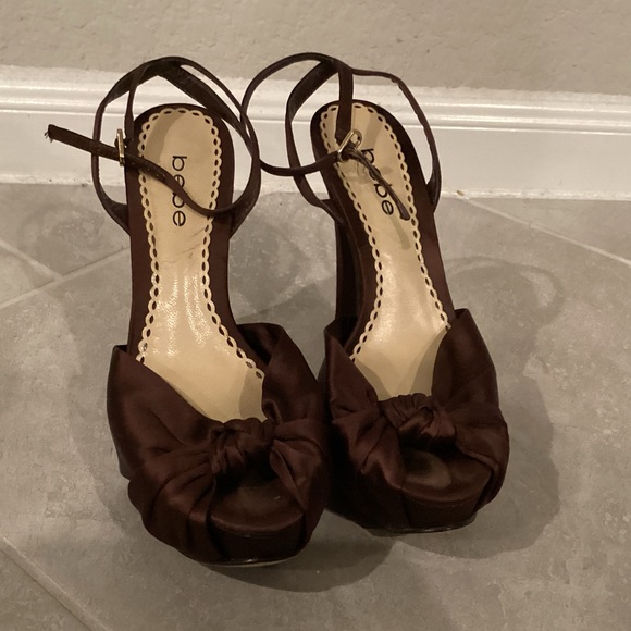 BEBE Satin Open Toe Heels - Picture 3 of 10